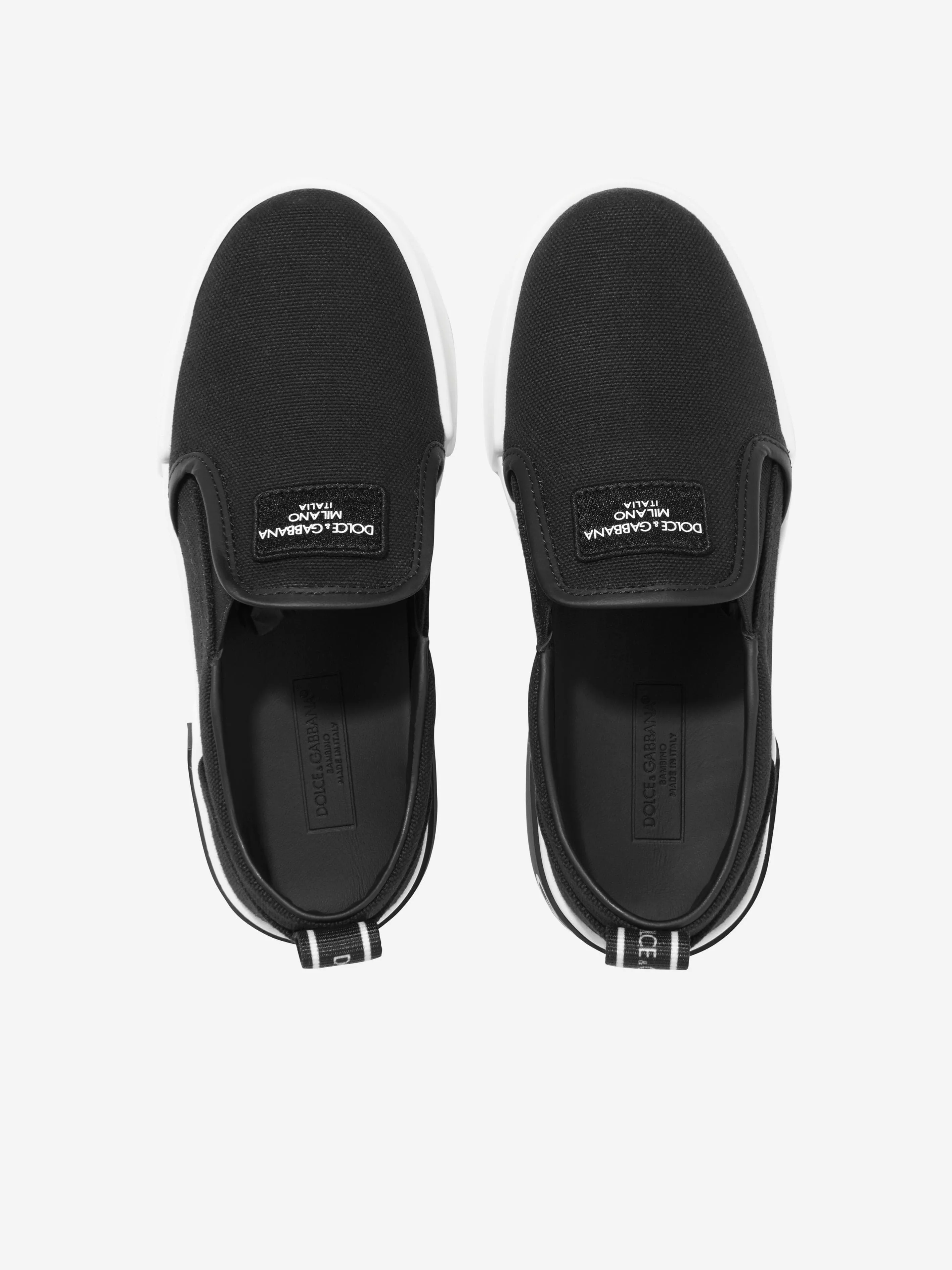 Dolce & Gabbana Jungen Leinwand Slip-On Sneaker in Schwarz