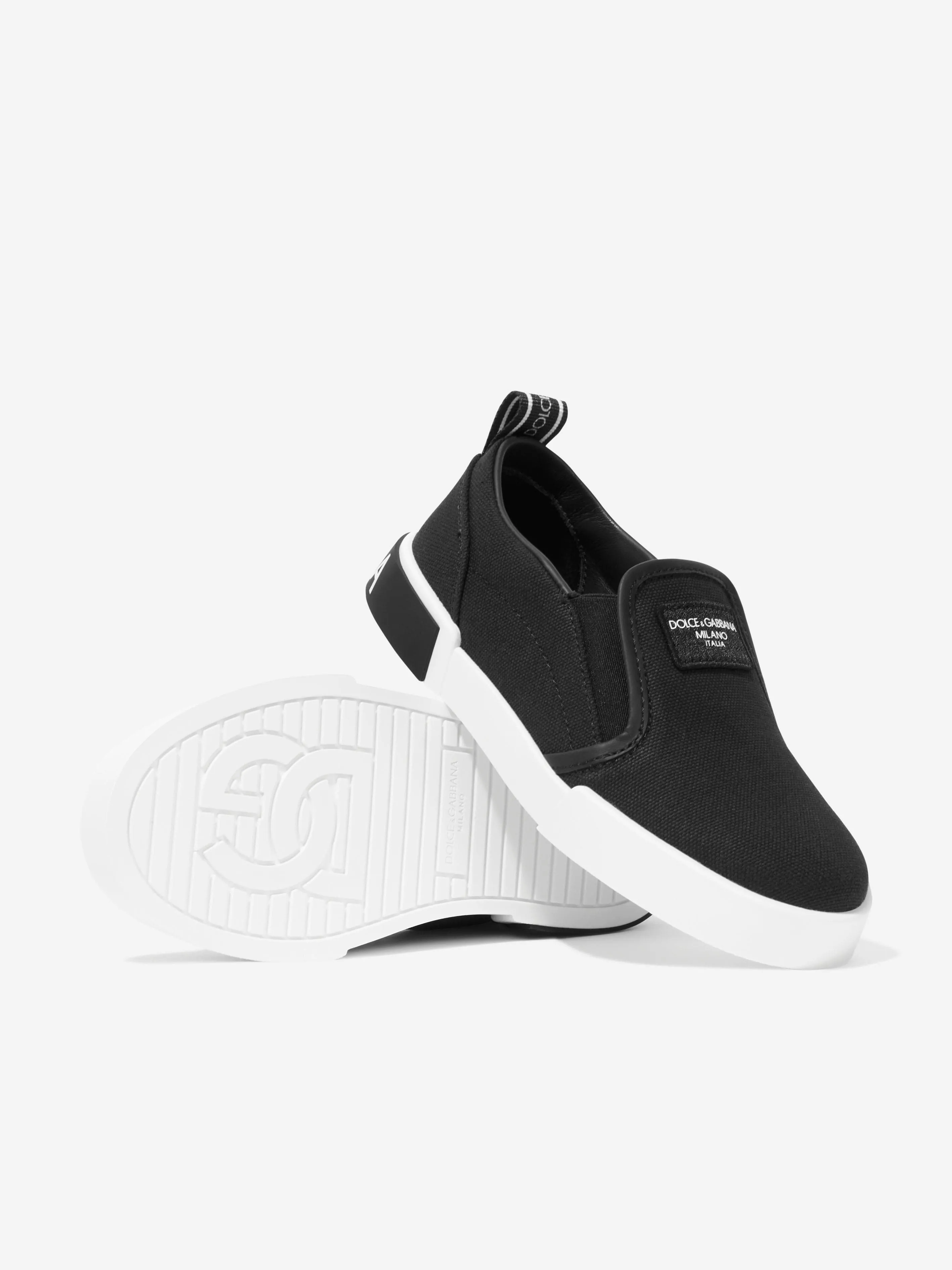 Dolce & Gabbana Jungen Leinwand Slip-On Sneaker in Schwarz