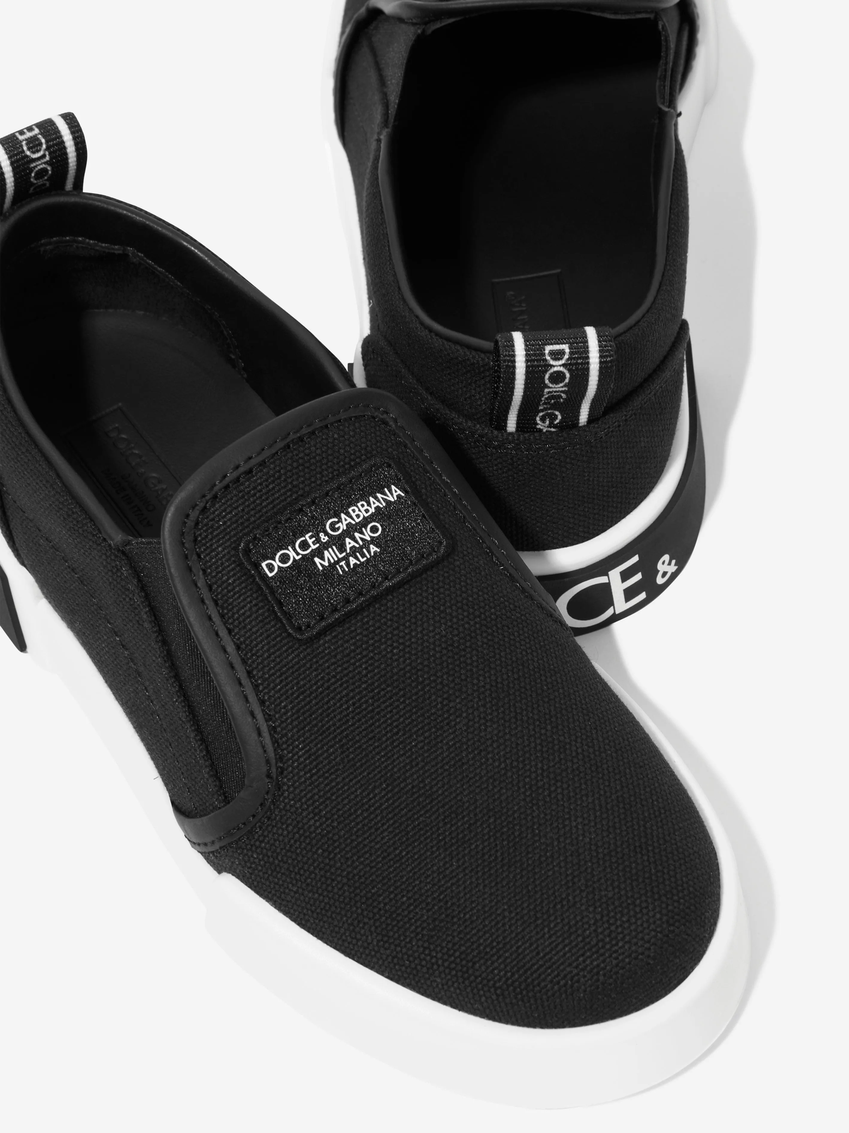 Dolce & Gabbana Jungen Leinwand Slip-On Sneaker in Schwarz