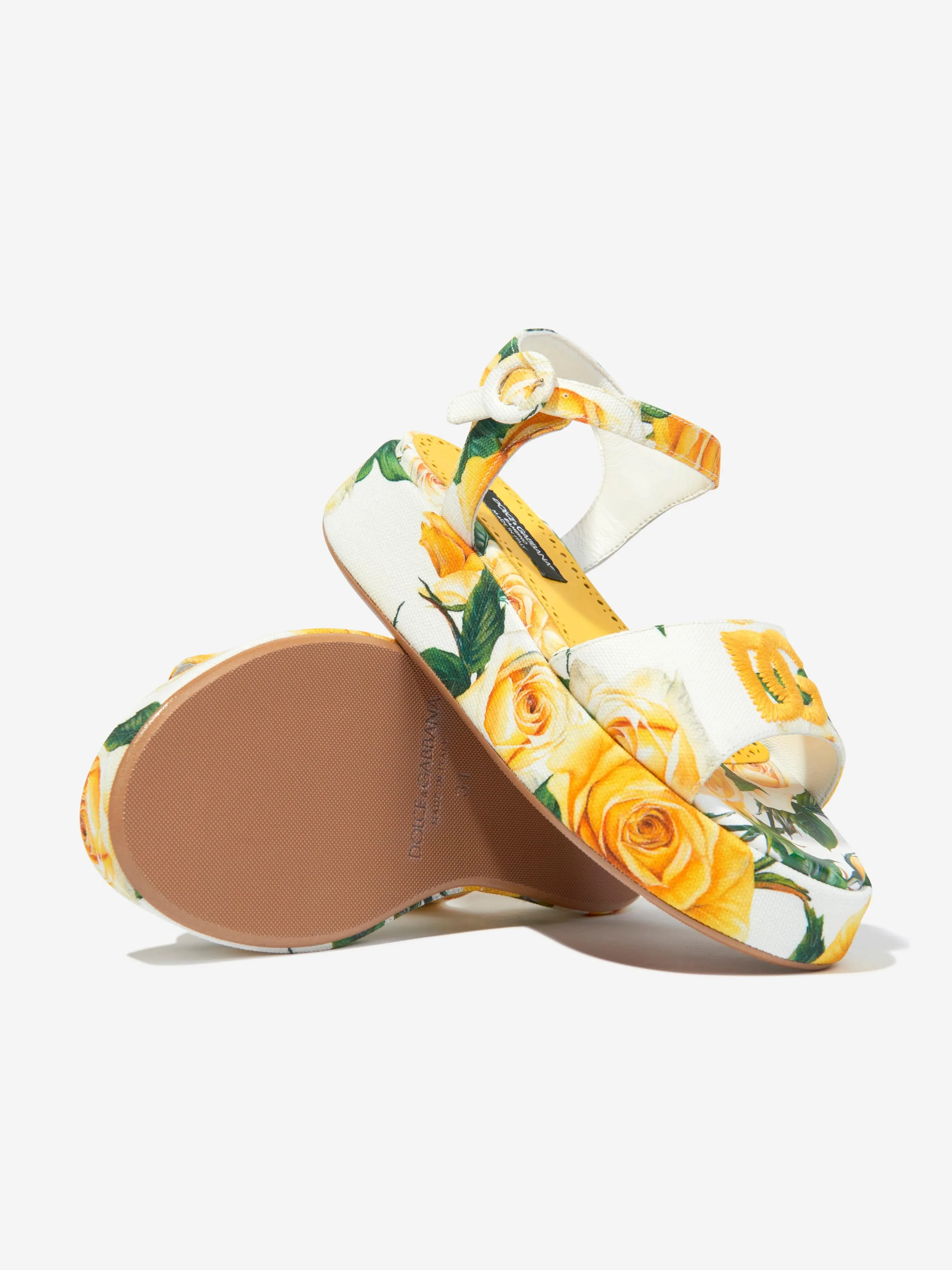 Dolce & Gabbana Mädchen Leinenschuhe mit Rosenprint in Mehrfarben