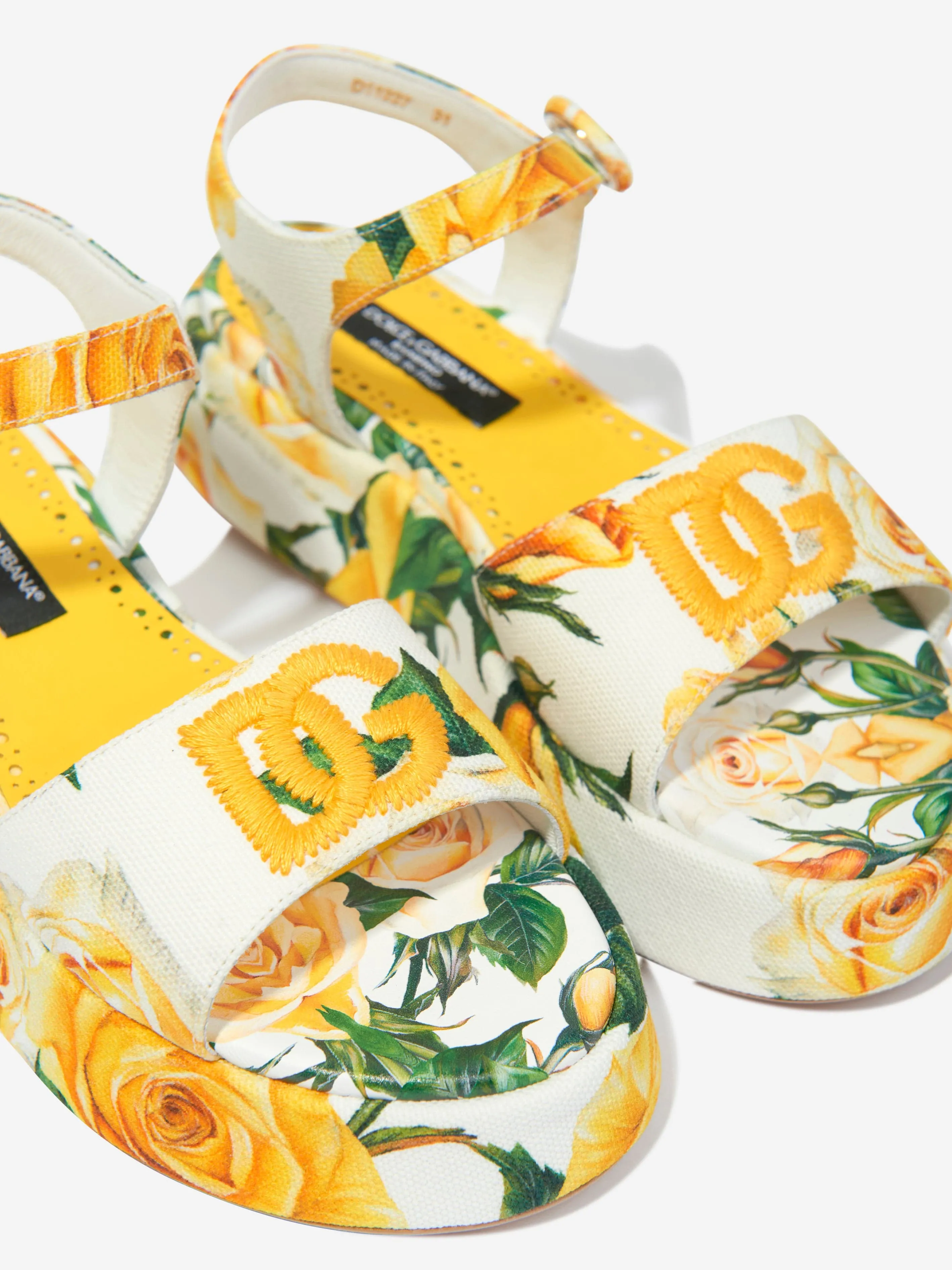 Dolce & Gabbana Mädchen Leinenschuhe mit Rosenprint in Mehrfarben