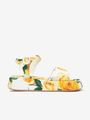 Dolce & Gabbana Mädchen Leinenschuhe mit Rosenprint in Mehrfarben