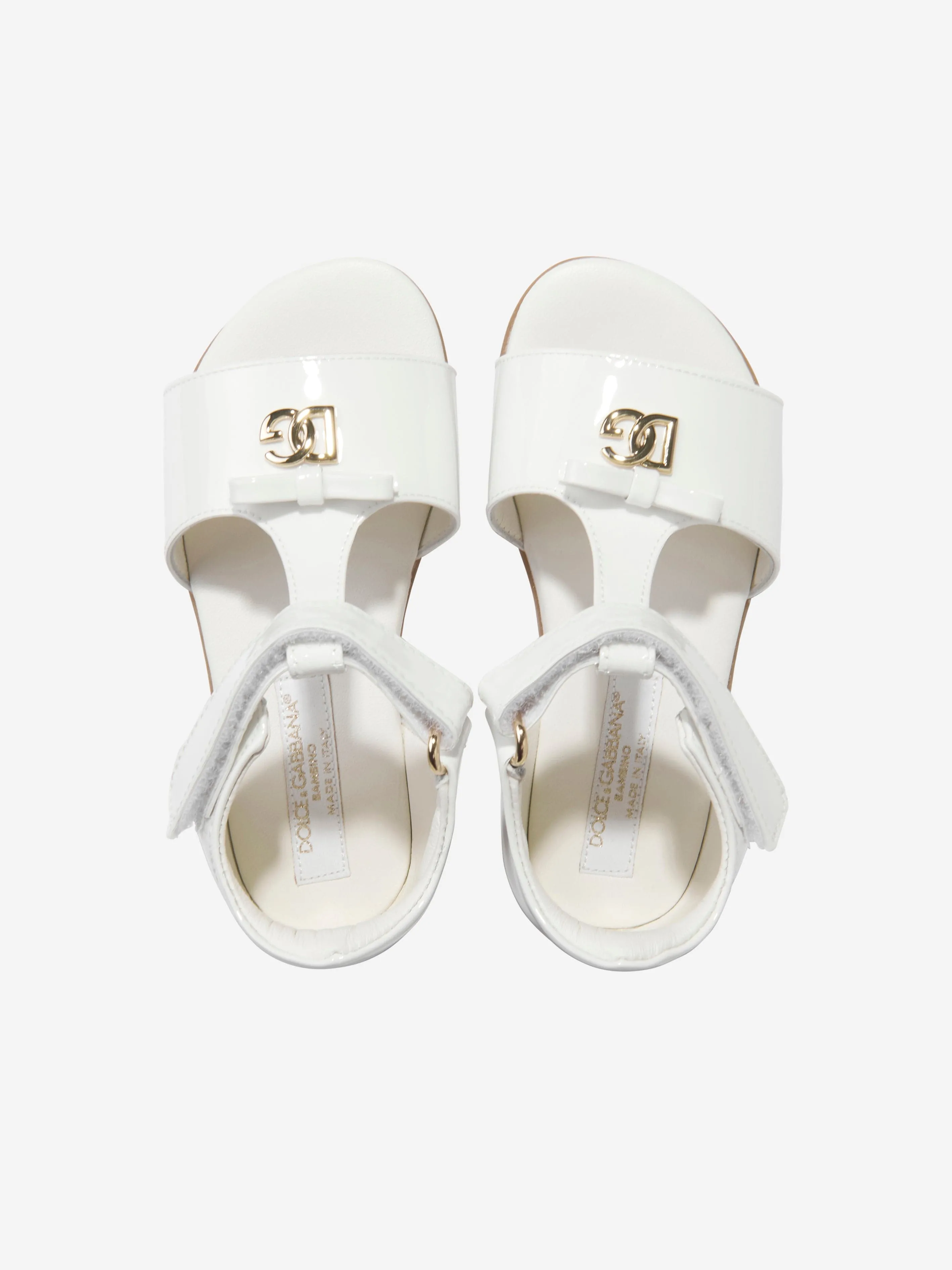 Dolce & Gabbana Mädchen Ledere Logo Sandalen in Weiß