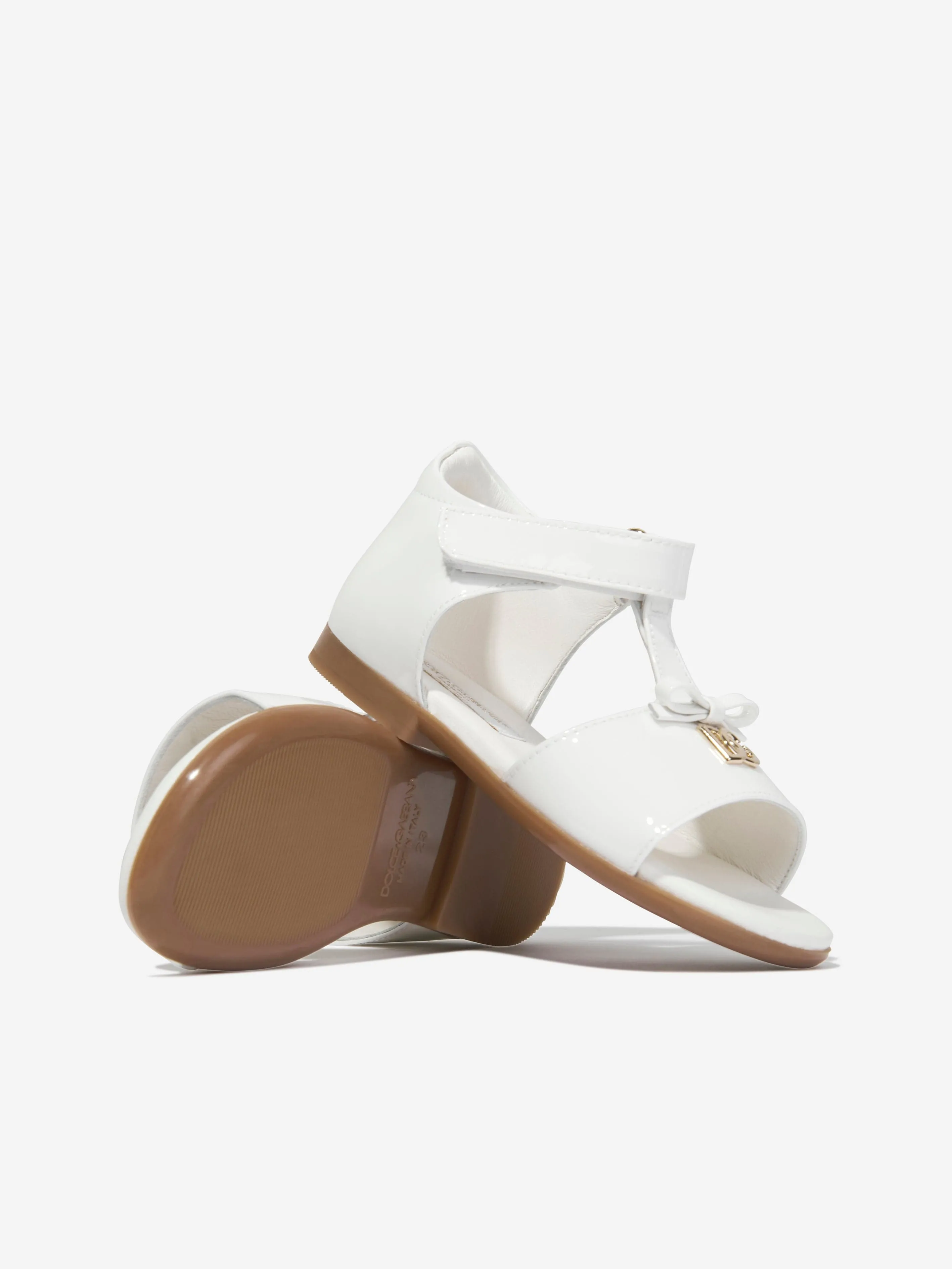 Dolce & Gabbana Mädchen Ledere Logo Sandalen in Weiß