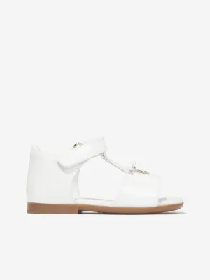 Dolce & Gabbana Mädchen Ledere Logo Sandalen in Weiß