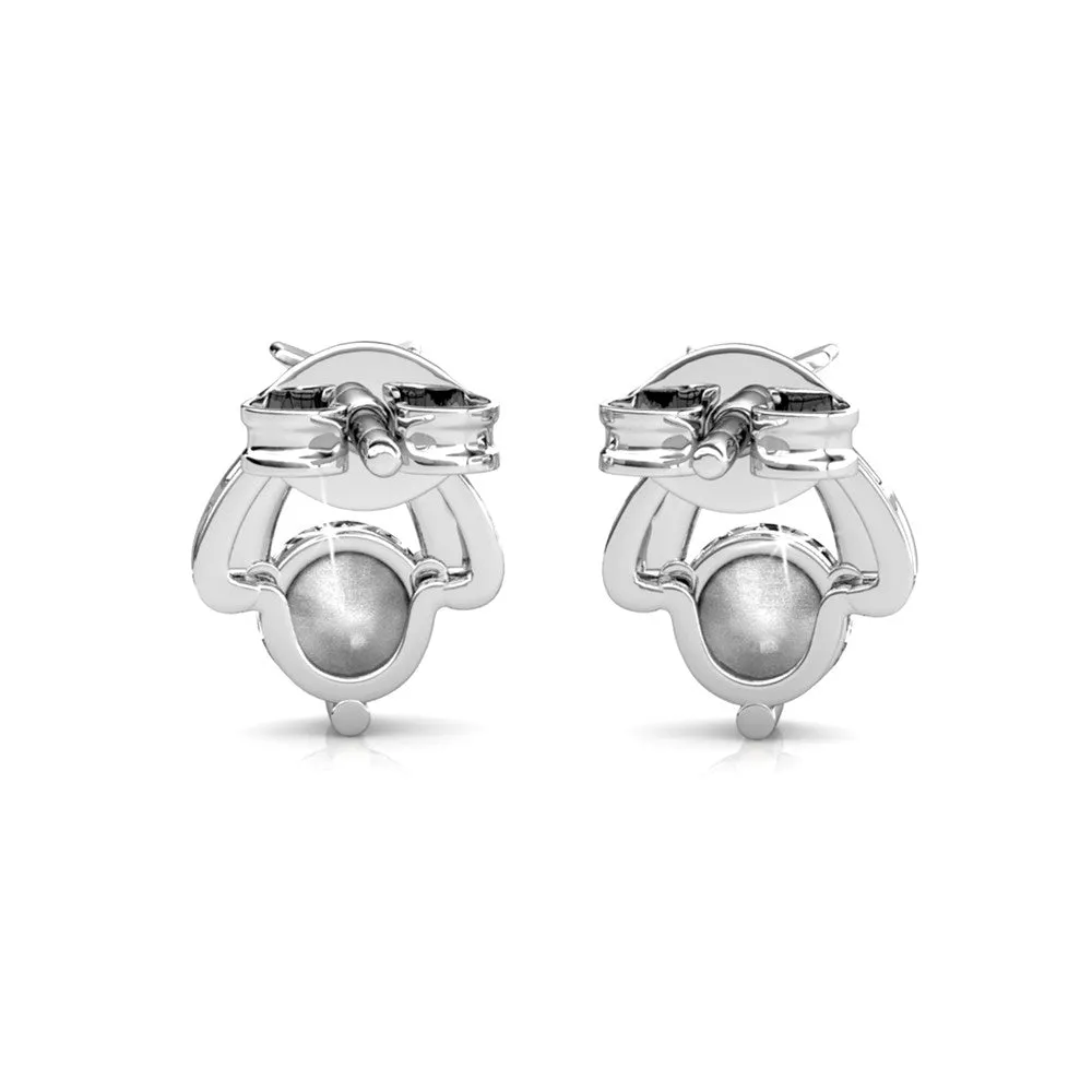 Eloise 18k Weißgold plattierte Steckerohrringe mit Solitär runder Swarovski-Kristall