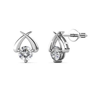 Eloise 18k Weißgold plattierte Steckerohrringe mit Solitär runder Swarovski-Kristall
