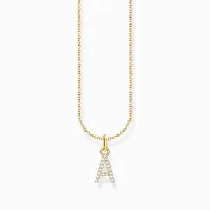 Essentials Vergoldetes Collier mit Zirkonia-Buchstabe A Anhänger KE2240-414-14-L45V Thomas Sabo Halsketten