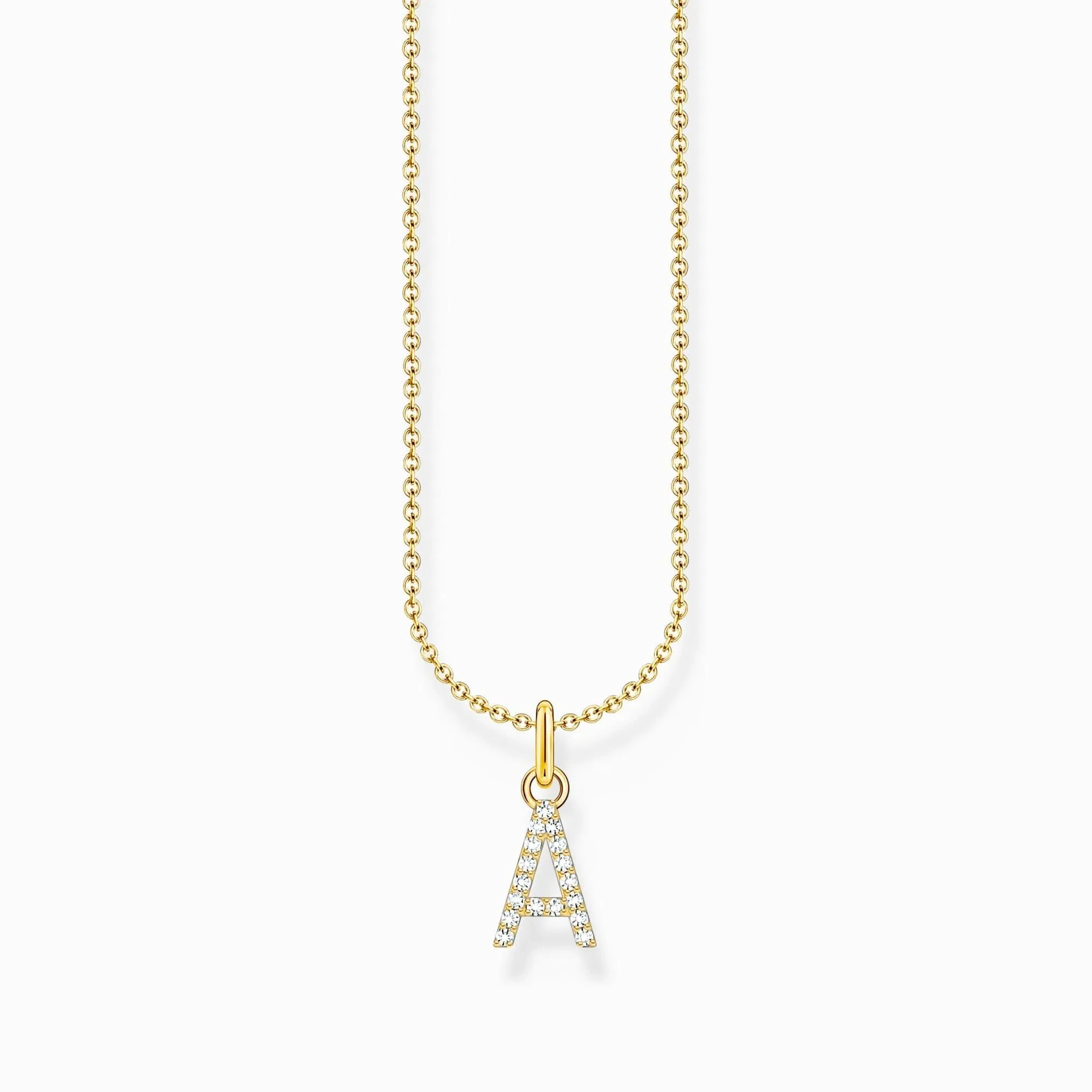 Essentials Vergoldetes Collier mit Zirkonia-Buchstabe A Anhänger KE2240-414-14-L45V Thomas Sabo Halsketten