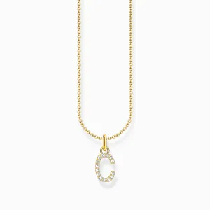 Essentials Goldbeschichtetes Zirkonia-Buchstaben-C-Anhänger-Halskette KE2242-414-14-L45V Thomas Sabo Halsketten