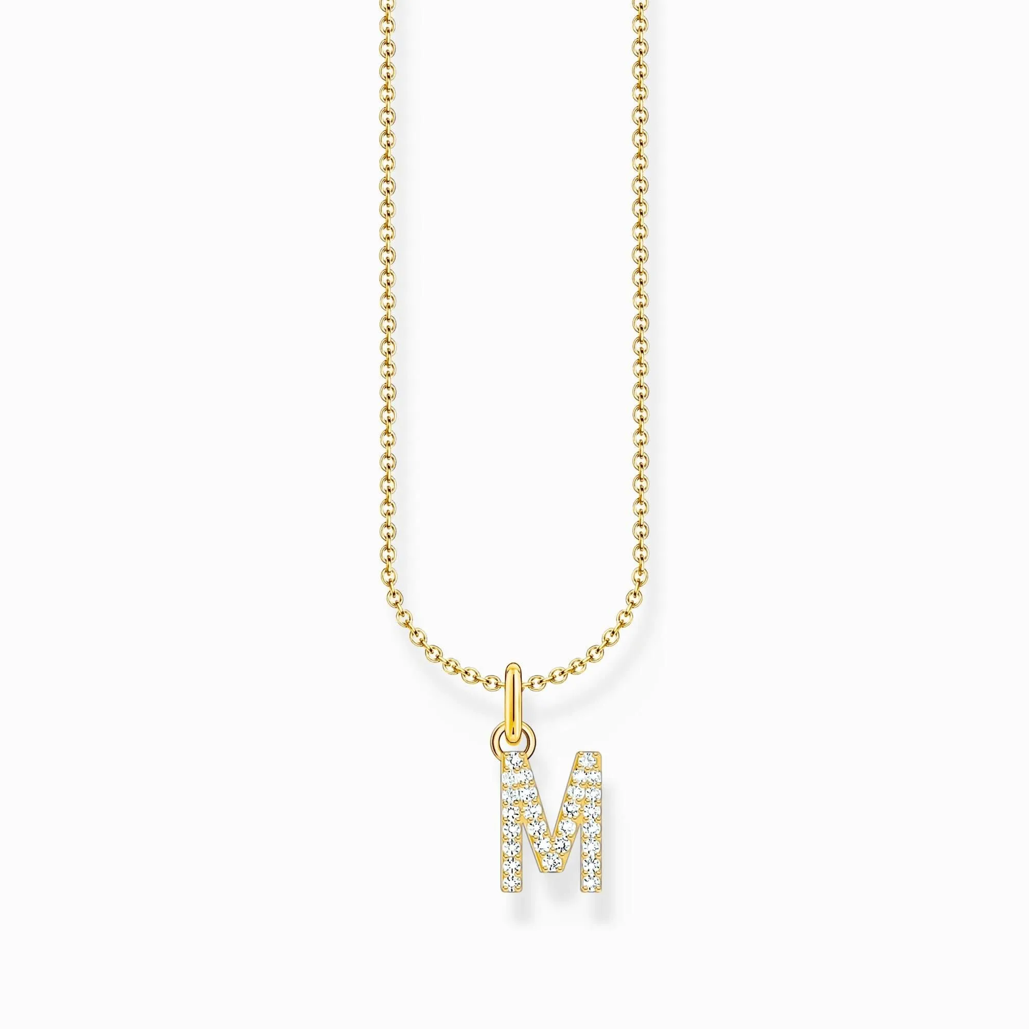 Essentials Vergoldetes Collier mit Zirkonia-Buchstabe M Anhänger KE2252-414-14-L45V Thomas Sabo Halsketten