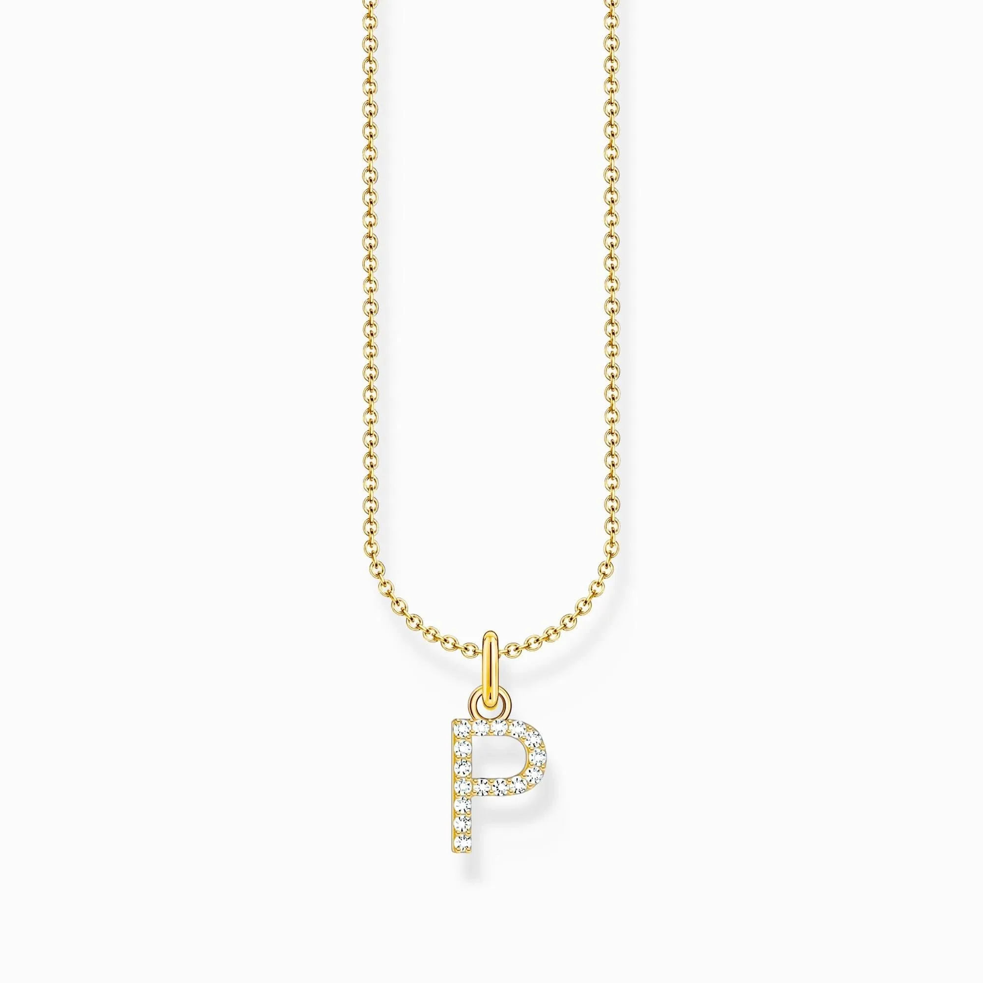 Essentials Vergoldetes Pendant mit Zirkonia Buchstabe P Halskette KE2255-414-14-L45V Thomas Sabo Halsketten