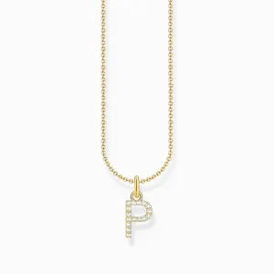 Essentials Vergoldetes Pendant mit Zirkonia Buchstabe P Halskette KE2255-414-14-L45V Thomas Sabo Halsketten