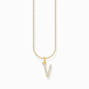 Essentials Vergoldete Kette mit Zirkonia Buchstabe V Anhänger KE2261-414-14-L45V Thomas Sabo Halsketten