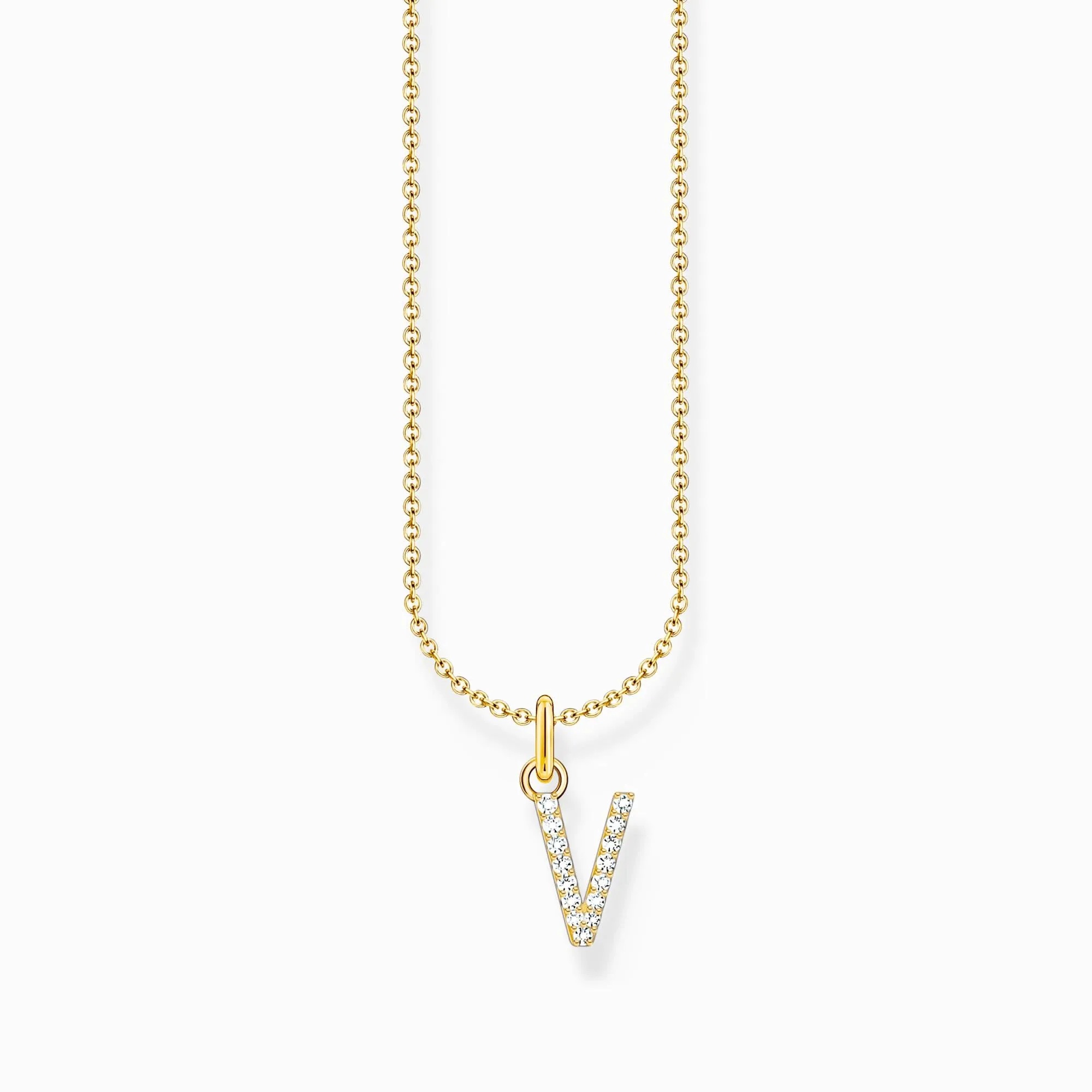 Essentials Vergoldete Kette mit Zirkonia Buchstabe V Anhänger KE2261-414-14-L45V Thomas Sabo Halsketten