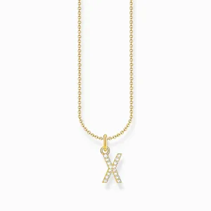 Essentials Vergoldet Mit Zirkonia Buchstabe X Anhänger Halskette KE2263-414-14-L45V Thomas Sabo Halsketten