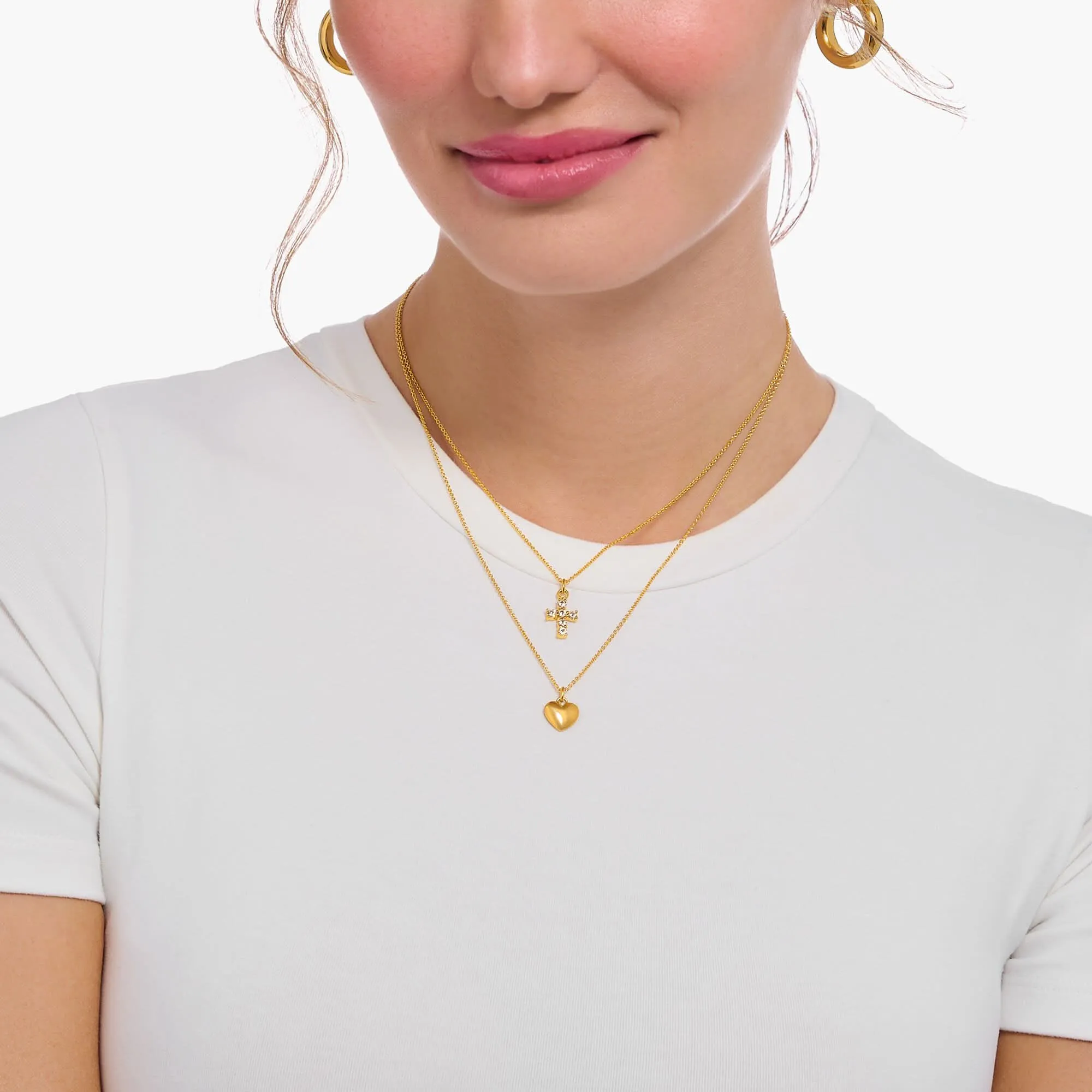 Essentials Silber Sterling Gold Herz Halskette KE2234-413-39-L45V Thomas Sabo Halsketten