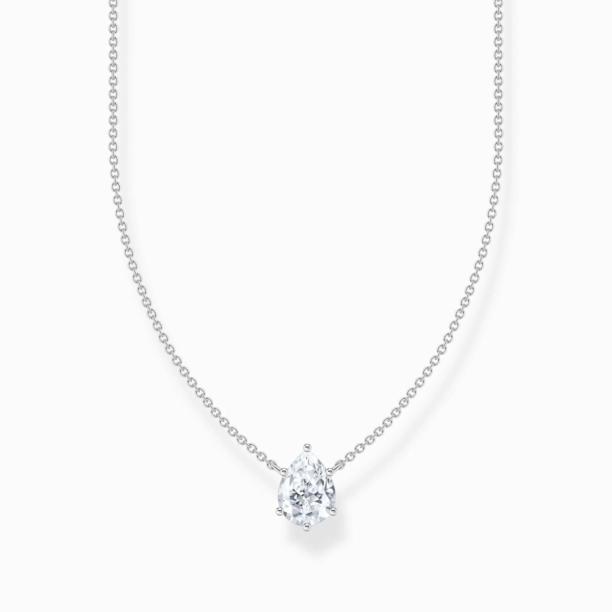 Essentials Sterling Silber Tropfenförmiger Weißer Zirkonia Anhänger KE2213-051-14-L45V Thomas Sabo Halsketten