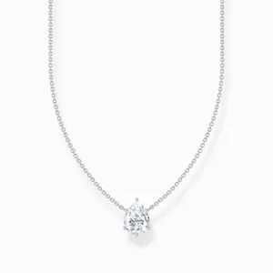 Essentials Sterling Silber Tropfenförmiger Weißer Zirkonia Anhänger KE2213-051-14-L45V Thomas Sabo Halsketten