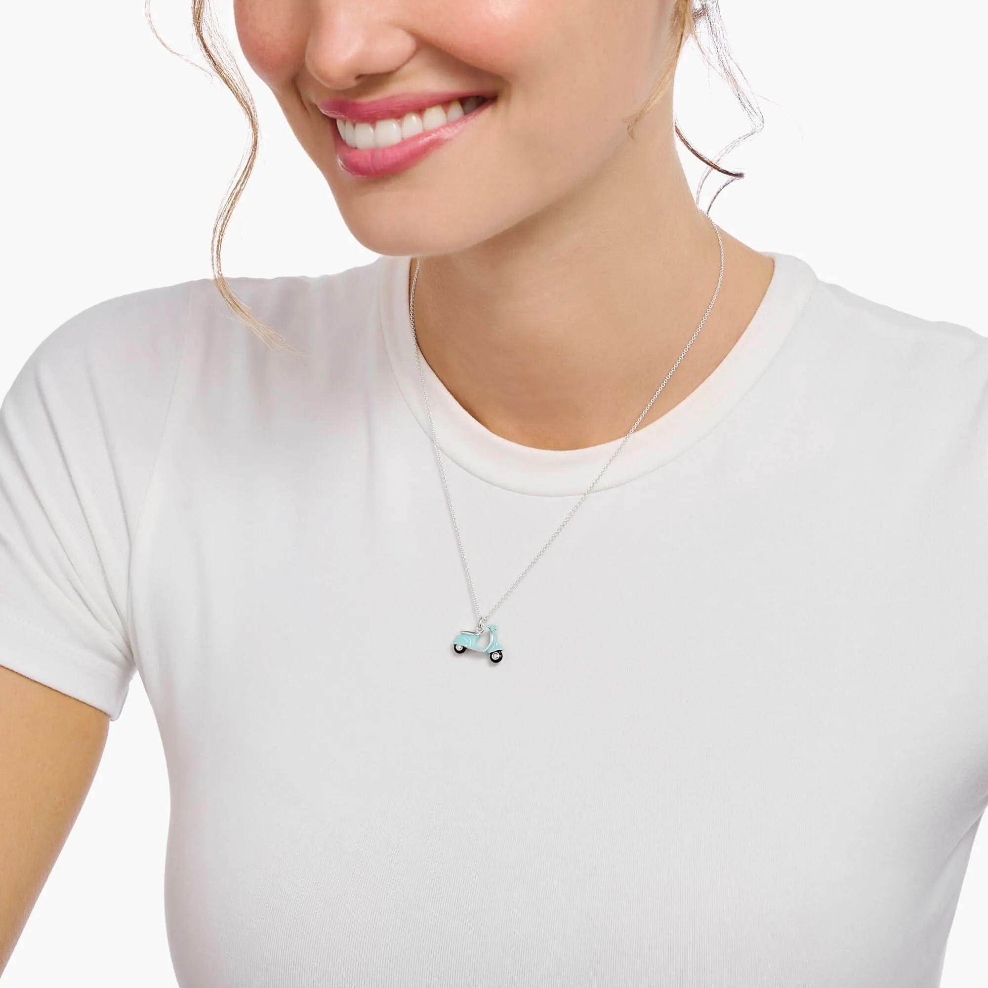 Essentials Sterling Silber Emaille Motorroller Halskette KE2217-041-7-L45V Thomas Sabo Halsketten