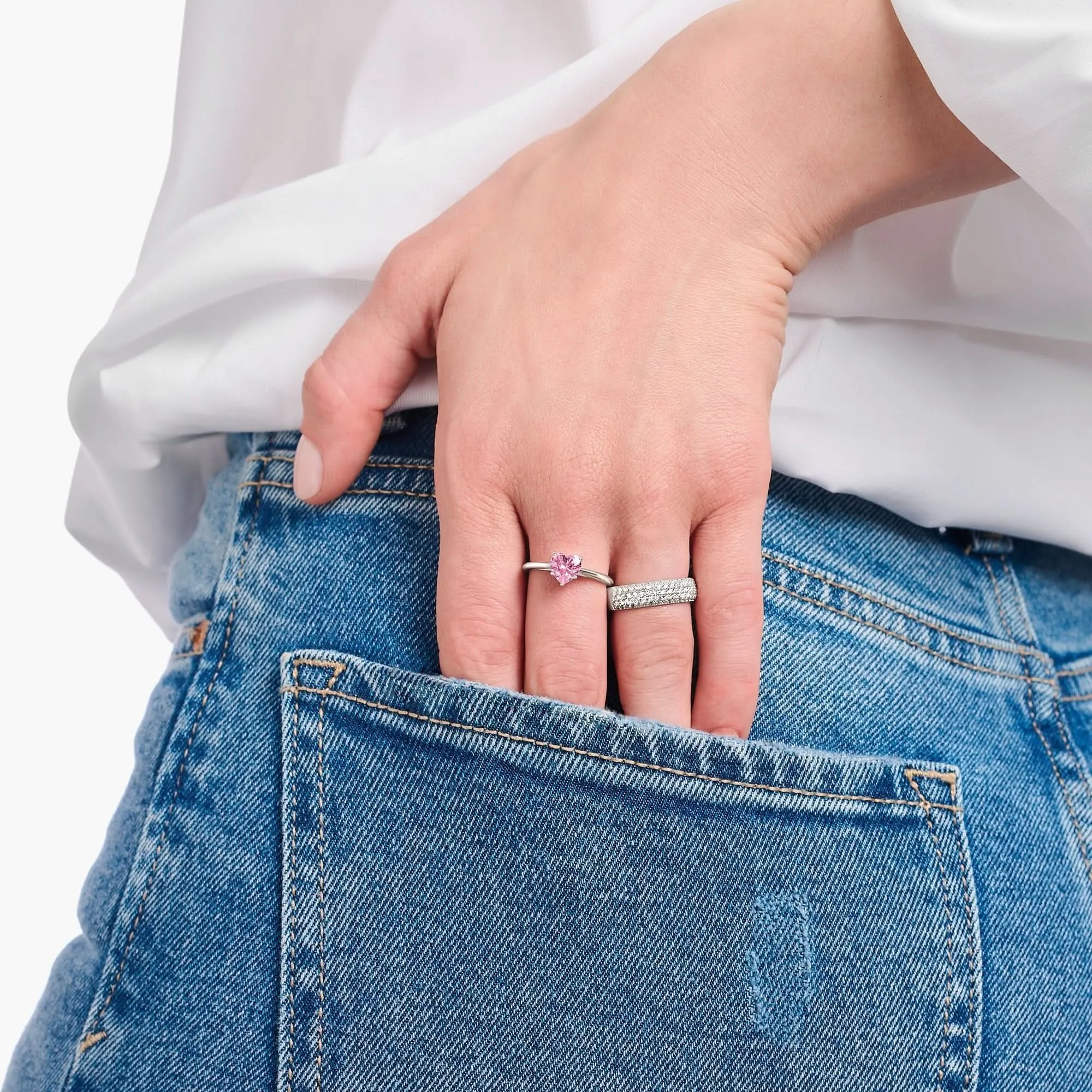 Essentials Sterling Silber Liebe & Herzen Pink Zirkonia Ring TR2476-051-9 Thomas Sabo Ringe