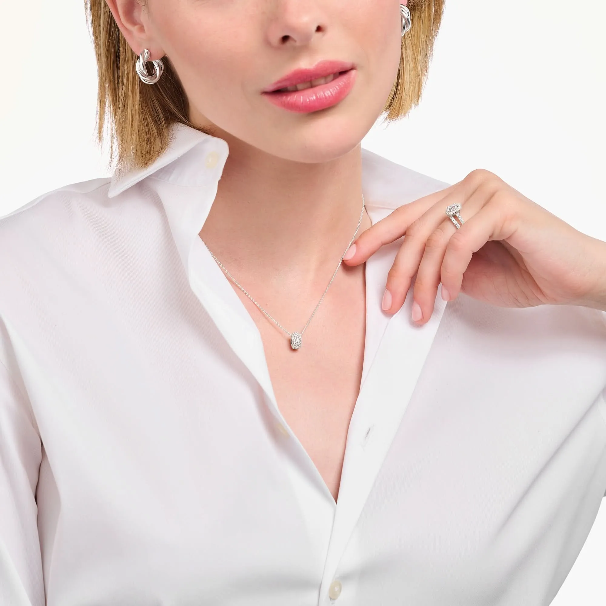 Essentials Sterling Silber Funkelndes Weiß Pavé Ring Halskette KE2278-051-14 Thomas Sabo Halsketten