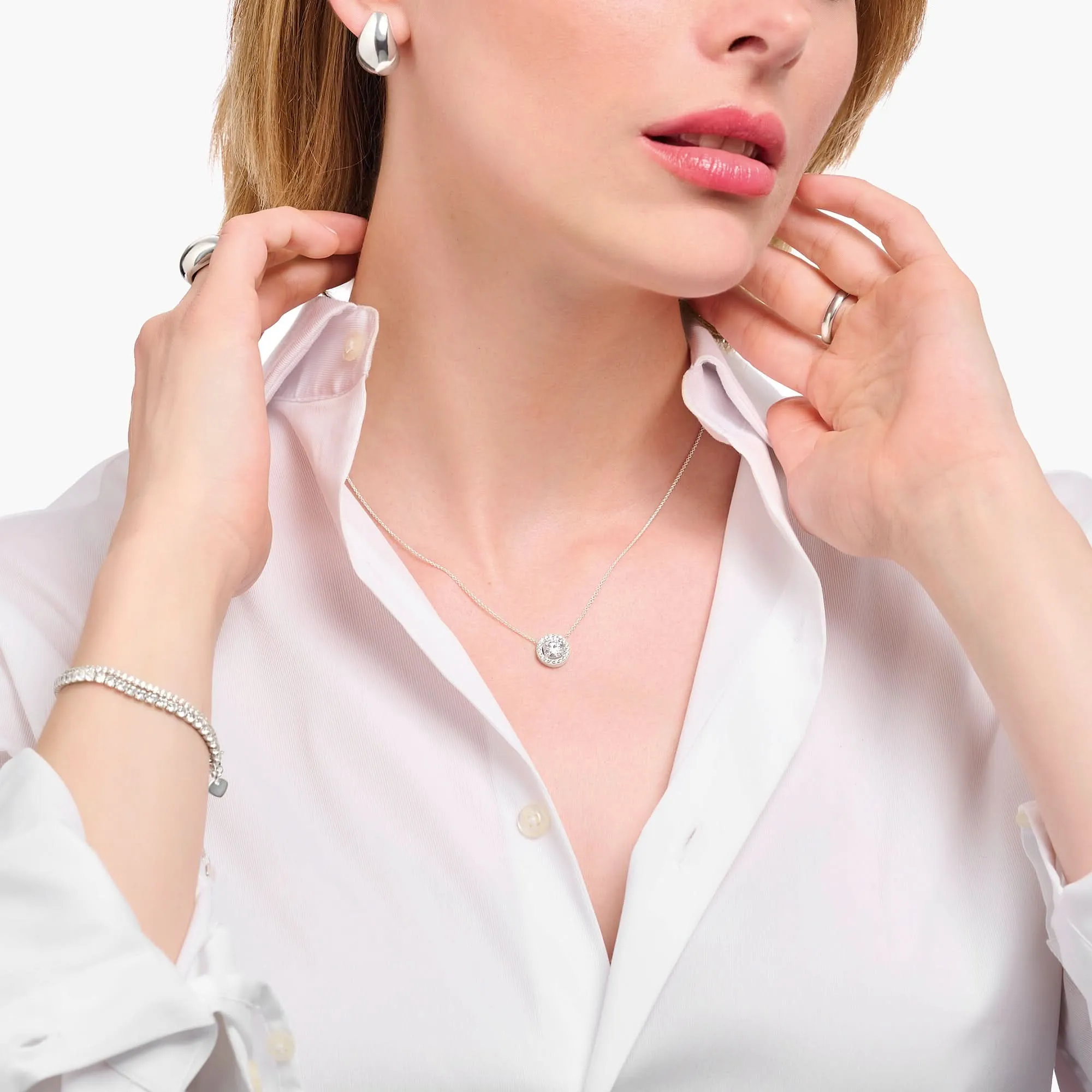 Essentials Sterling Silber Funkelndes Weiß Zirkonia Halskette KE2279-051-14 Thomas Sabo Halsketten