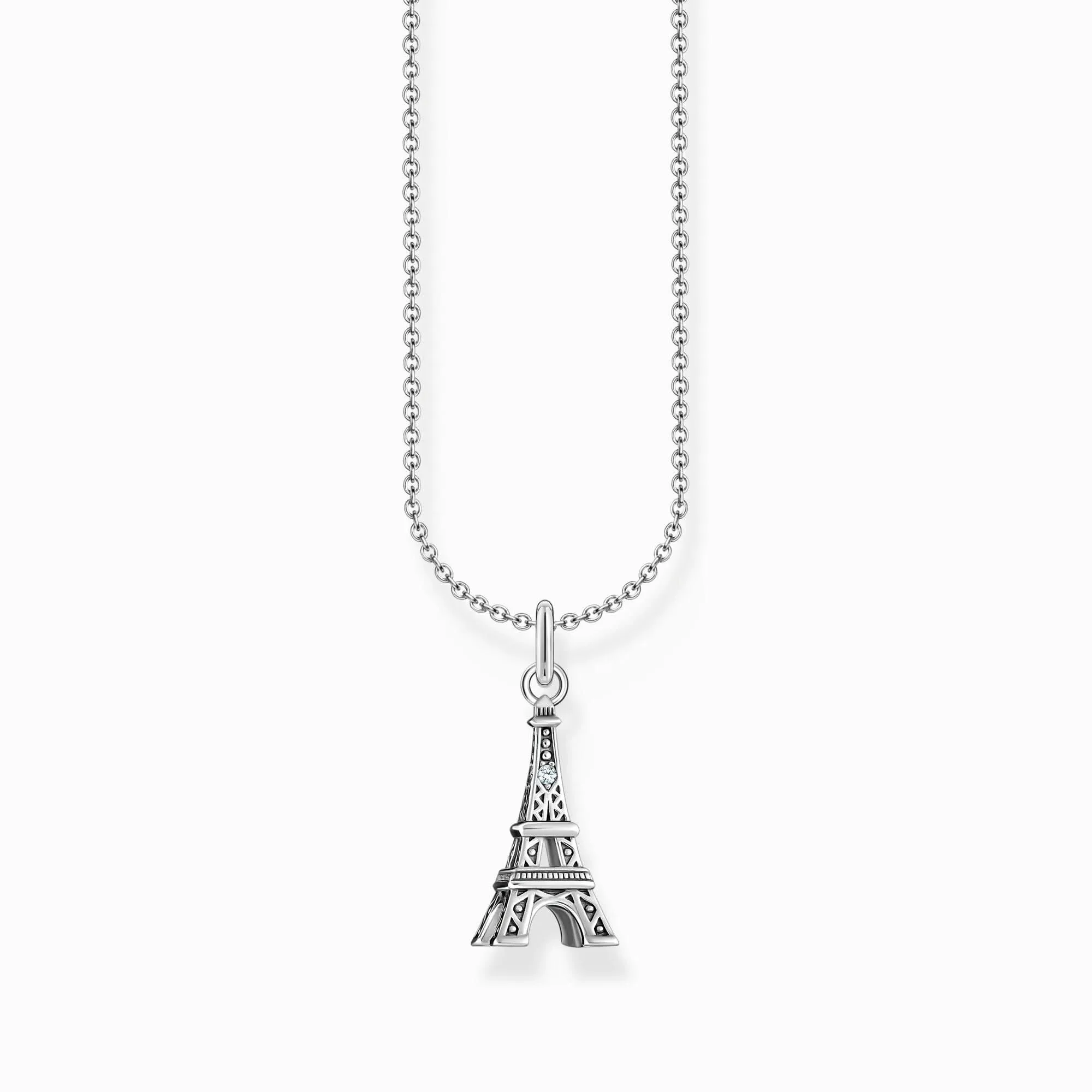 Essentials Sterling Silber Weiß Zirkonia Eiffelturm Halskette KE2236-643-14-L45V Thomas Sabo Halsketten
