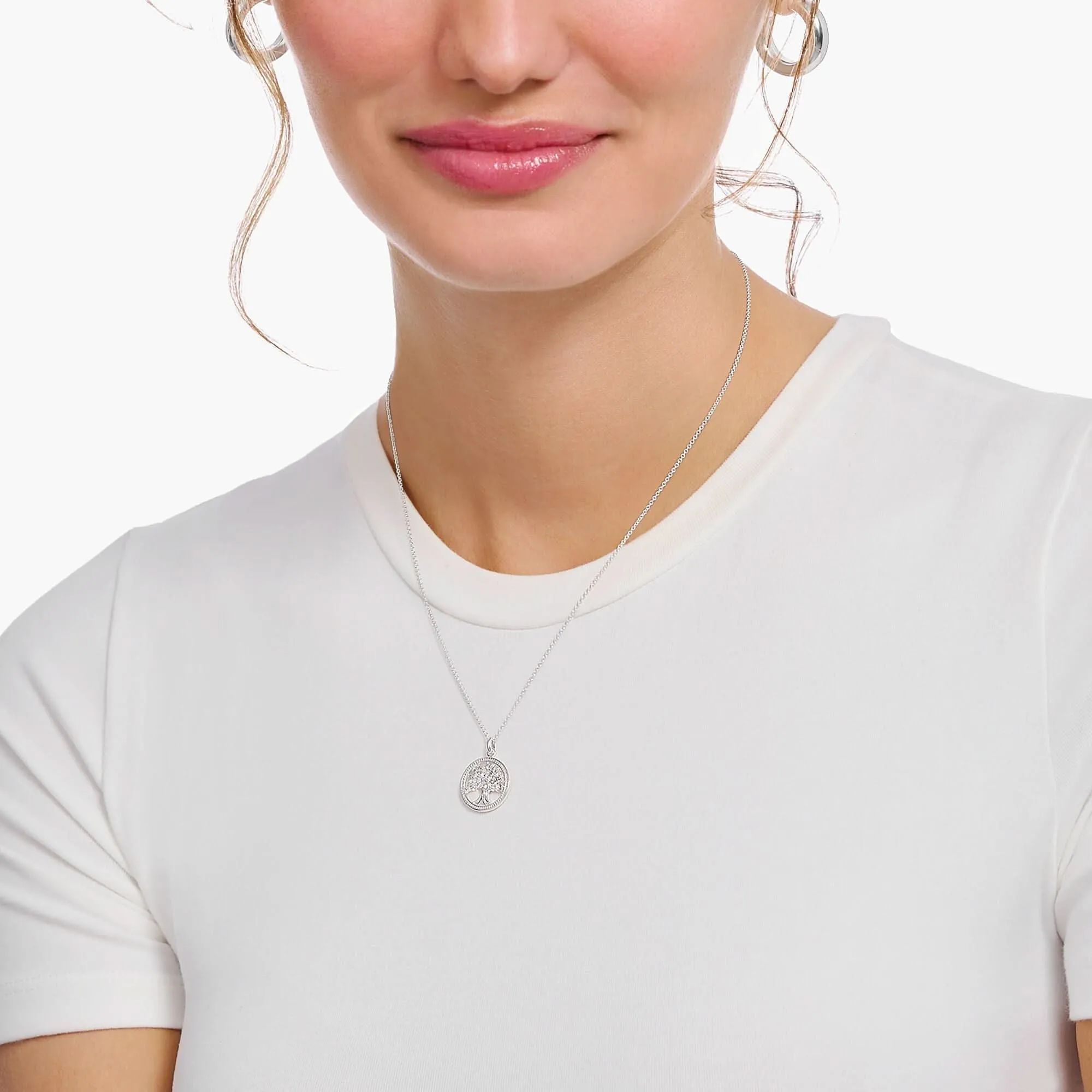 Essentials Sterling Silber Weiß Zirkonia Baum Der Liebe Halskette KE2214-051-14-L45V Thomas Sabo Halsketten