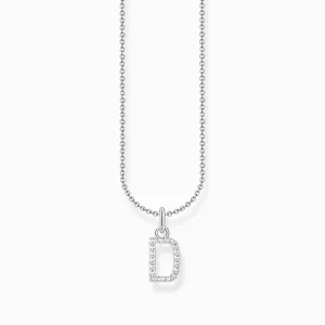 Essentials Sterling Silber mit Zirkonia Buchstabe D Anhänger Halskette KE2243-051-14-L45V Thomas Sabo Halsketten
