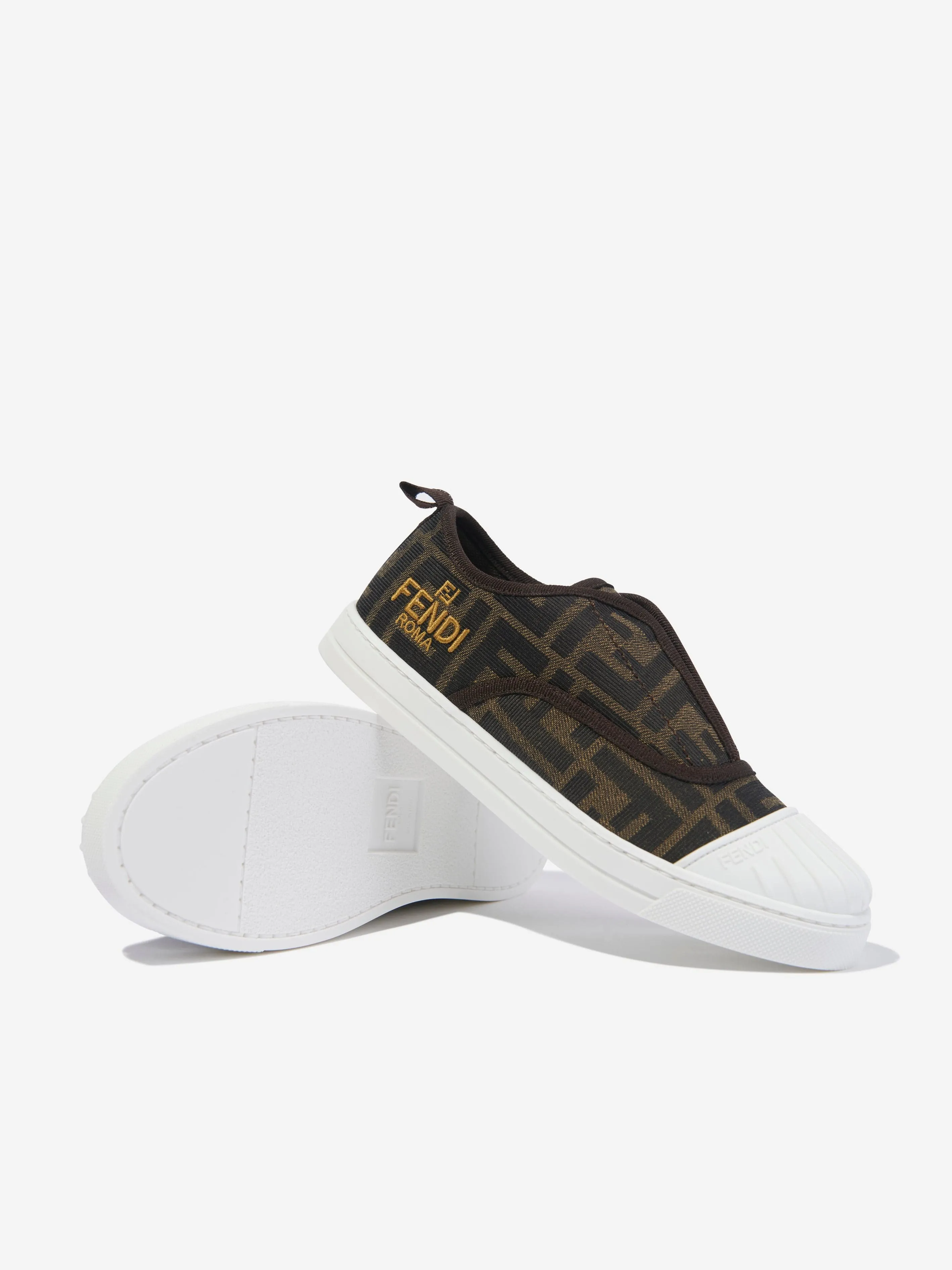Fendi Kids FF Logo Turnschuhe in Braun