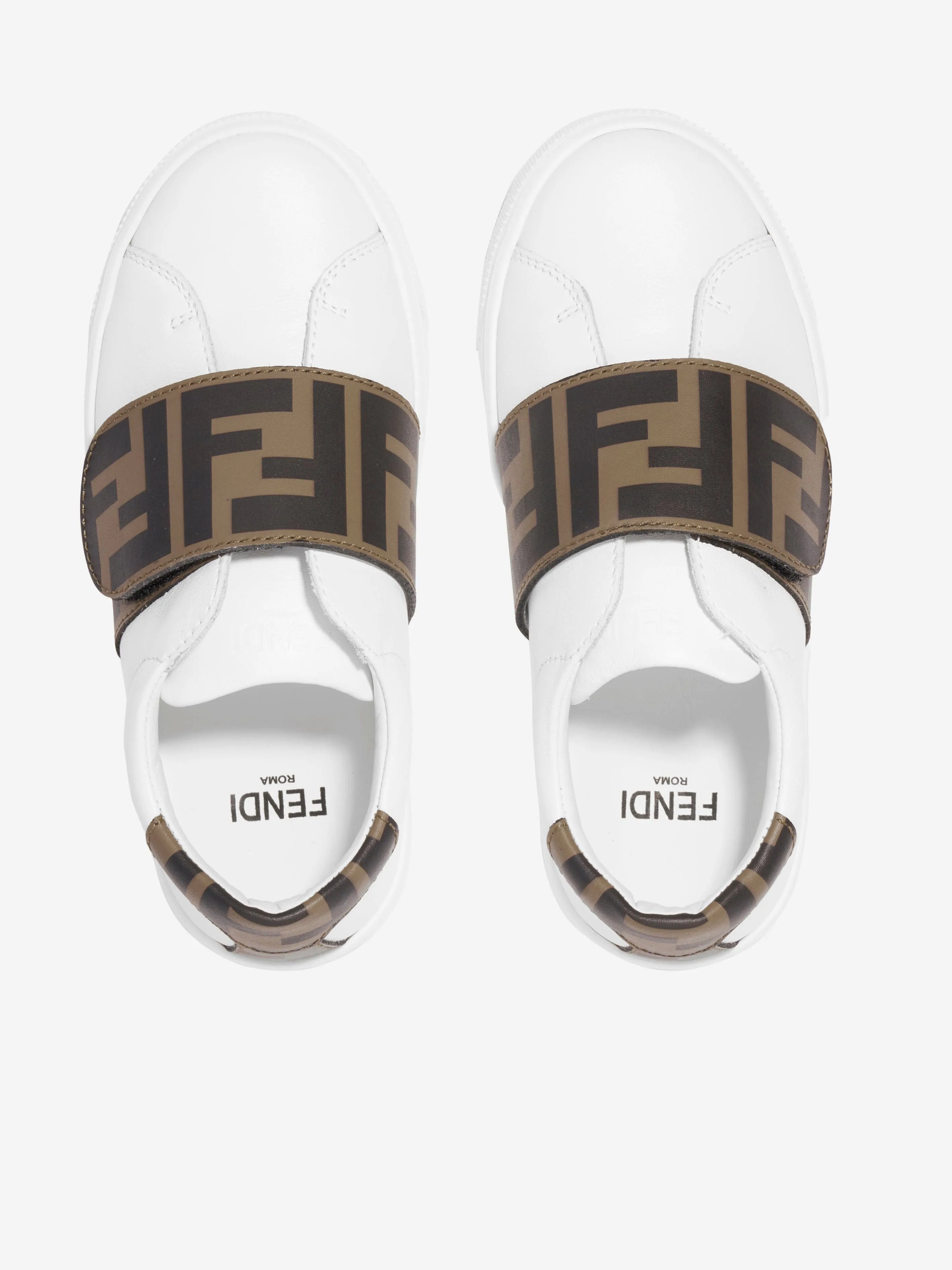 Fendi Kids Leder FF Logo Turnschuhe in Weiß