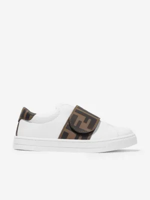 Fendi Kids Leder FF Logo Turnschuhe in Weiß