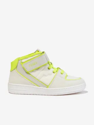Fendi Kids Leder-Logo-Sneaker in Elfenbein