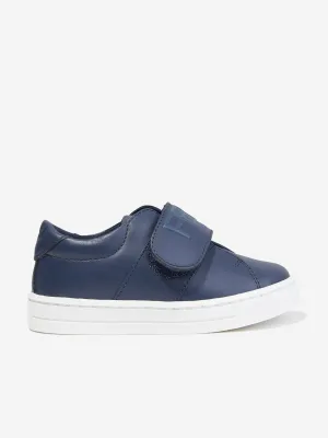 Fendi Kids Leder-Logo-Turnschuhe in Marineblau