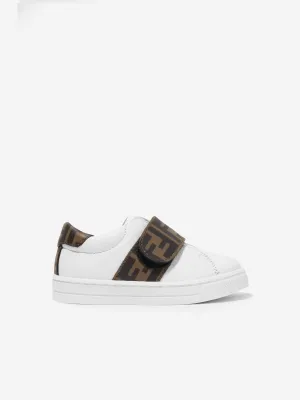 Fendi Kids Leder-Logo-Turnschuhe in Weiß