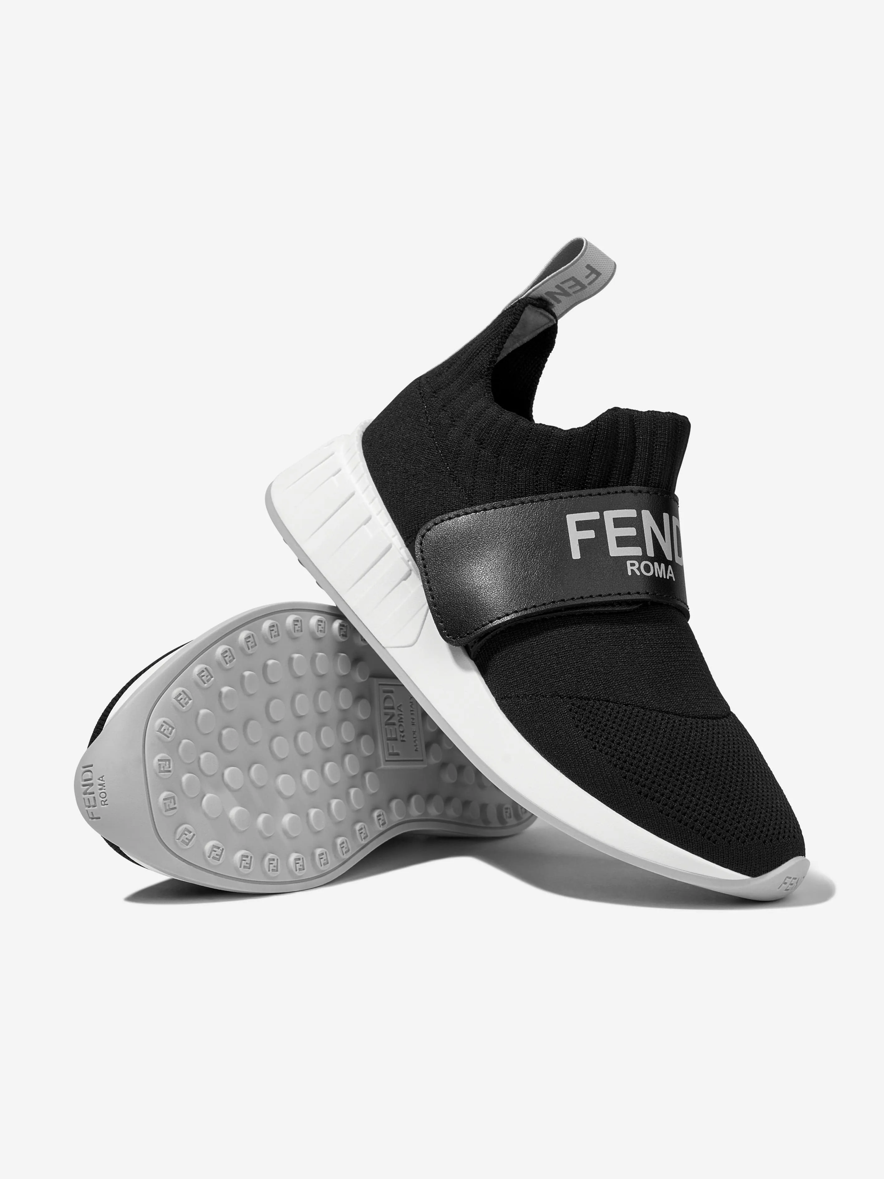 Fendi Kids Logo Slip-On Turnschuhe in Schwarz