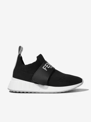 Fendi Kids Logo Slip-On Turnschuhe in Schwarz