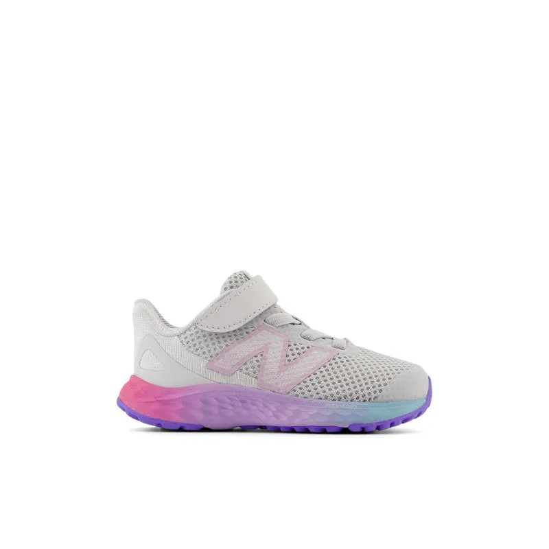 Fresh Foam Arishi v4 Bungee-Schnürung mit Oberseitenriemen - Grau Matter mit Mid Century Pink und Lilac Glo - Kleinkinder