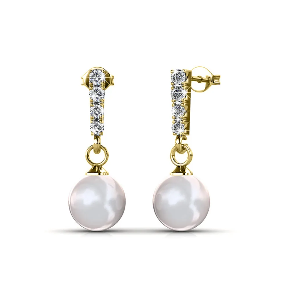 Gabrielle 18k Weißgold plattierte Perlen Ohrringe mit Swarovski Kristallen