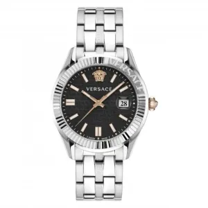 Herren Greca Zeit Edelstahl Schwarze Uhr VE3K00322