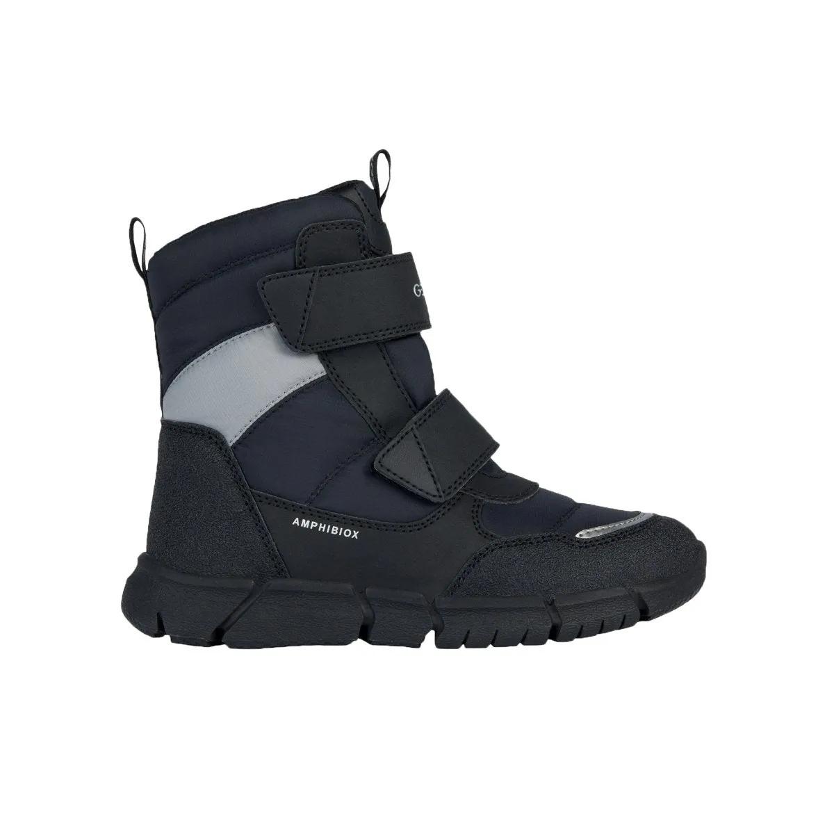 Geox Jungen (Größen 30-41) Flexyper Schwarz/Grau Hohe wasserdichte Schuhe