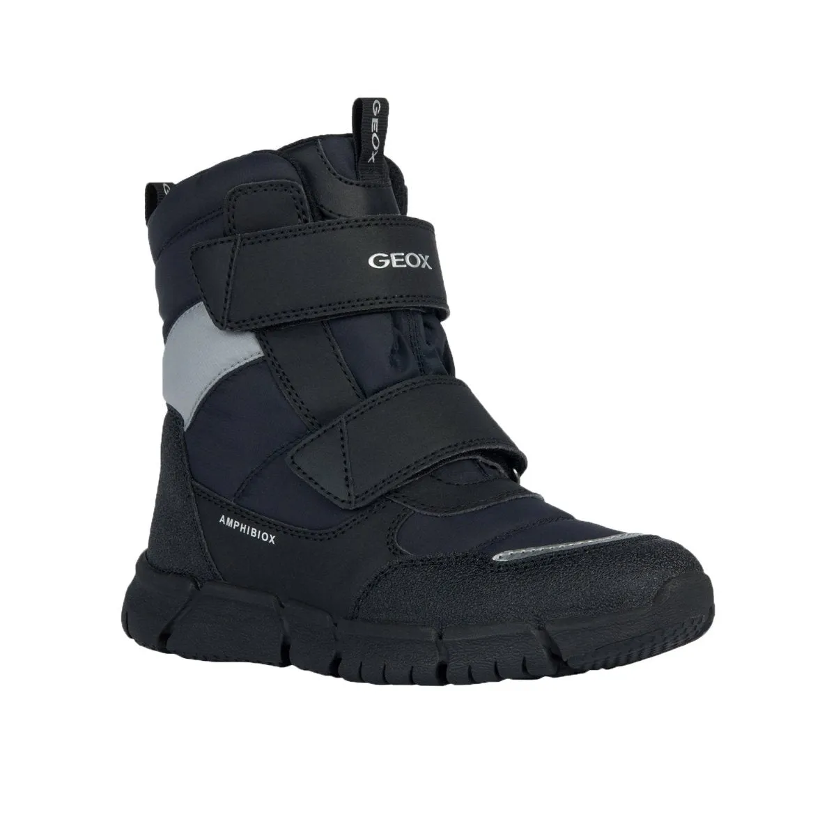 Geox Jungen (Größen 30-41) Flexyper Schwarz/Grau Hohe wasserdichte Schuhe