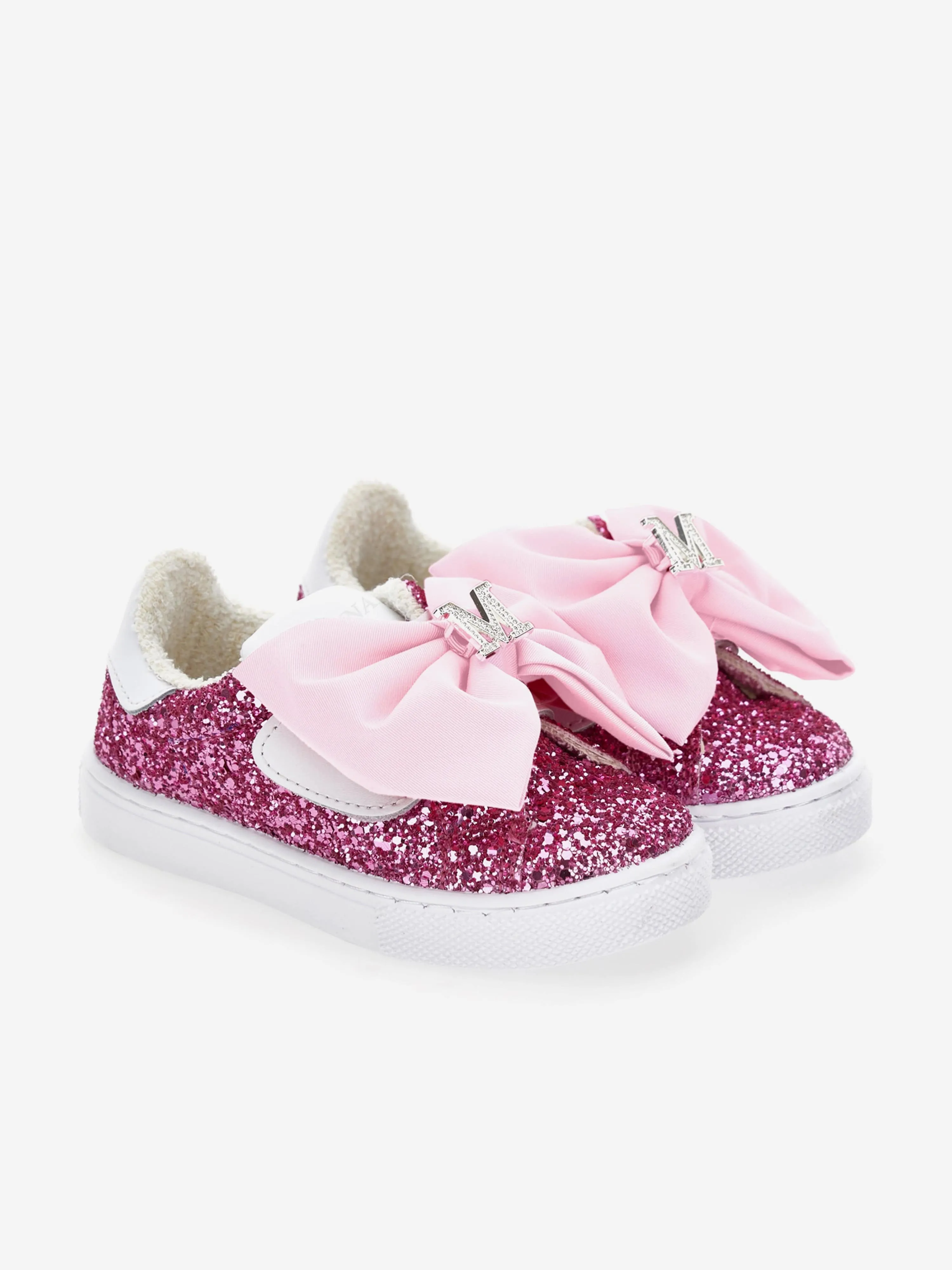 Mädchen Glitzer Schleife Turnschuhe in Rosa