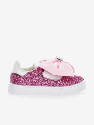 Mädchen Glitzer Schleife Turnschuhe in Rosa