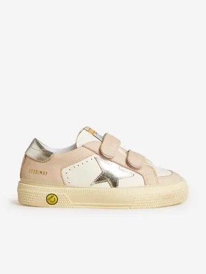 Mädchen Leder Mai Schul-Turnschuhe in Weiß