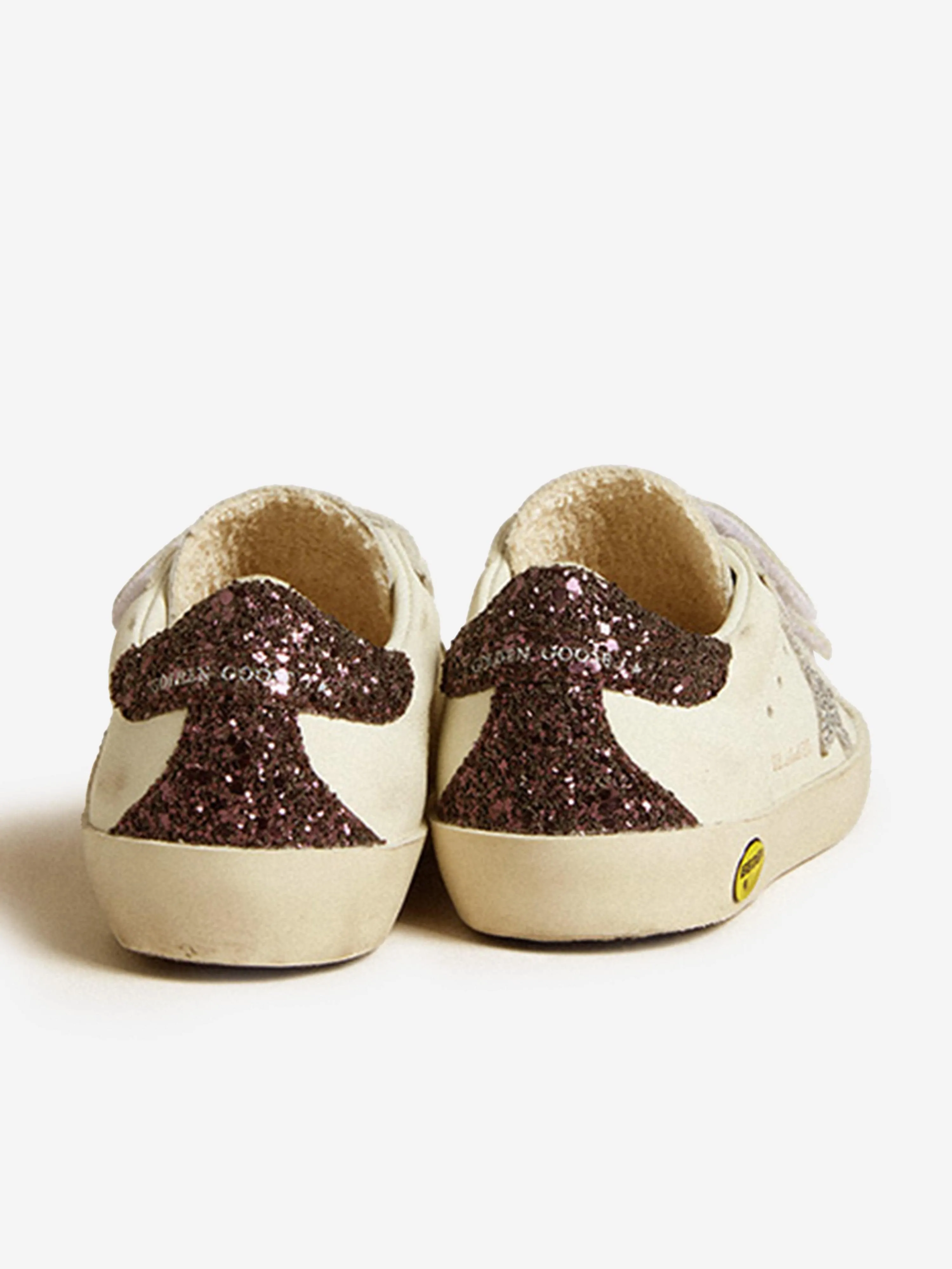 Mädchen Leder Old School Klassische Turnschuhe in Weiß