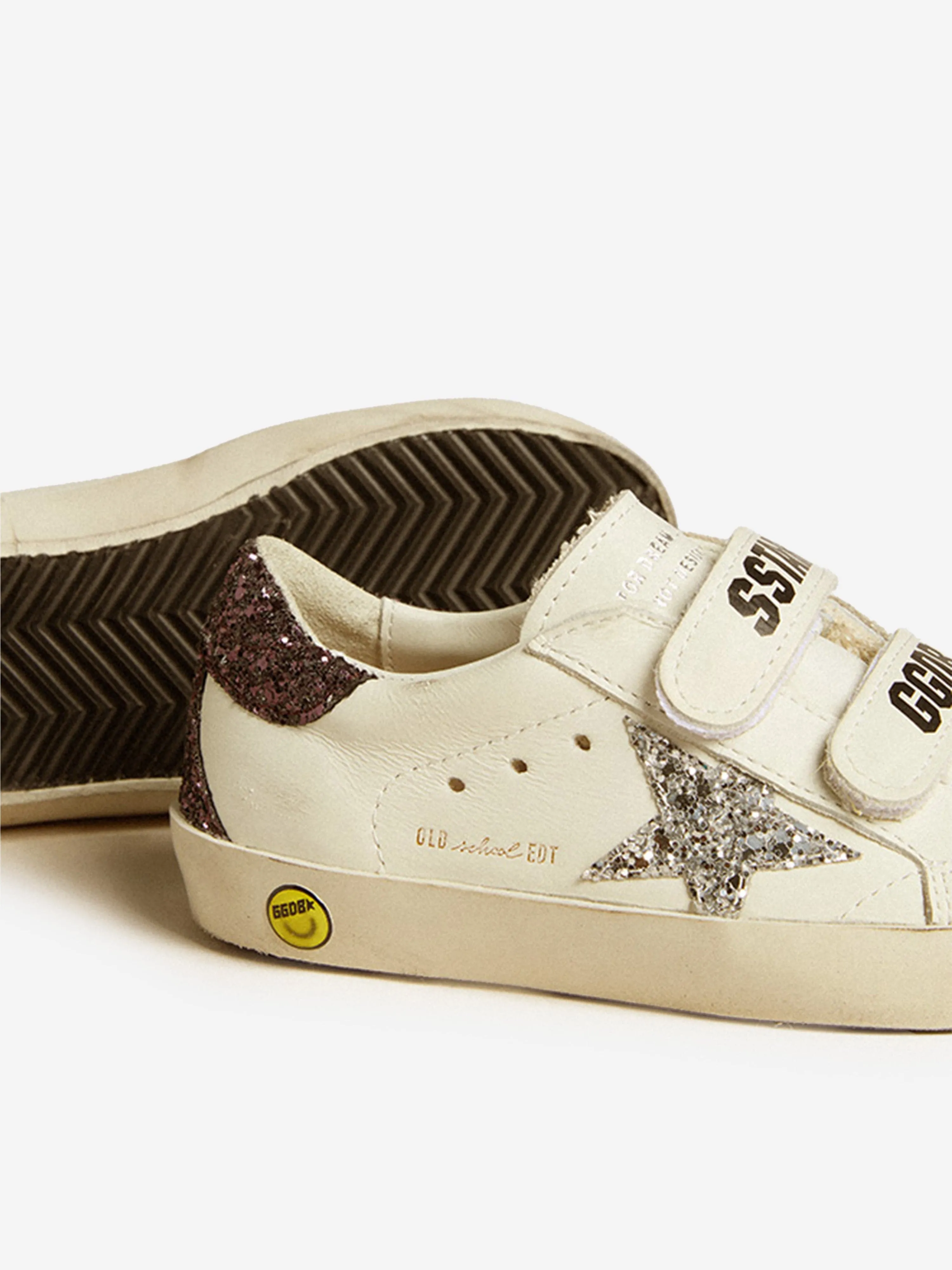Mädchen Leder Old School Klassische Turnschuhe in Weiß
