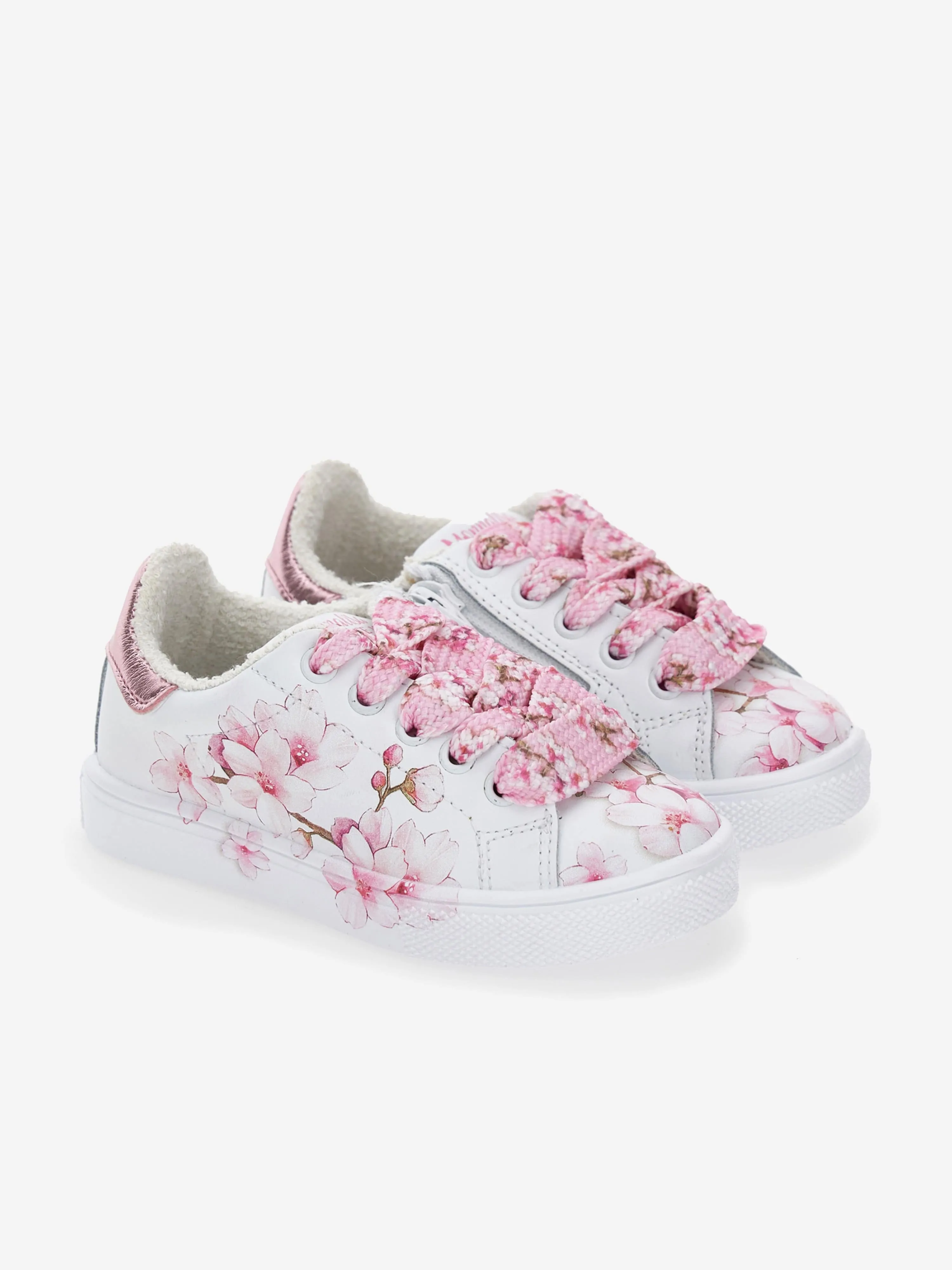 Mädchen Leder Pfirsichblüten Turnschuhe in Weiß
