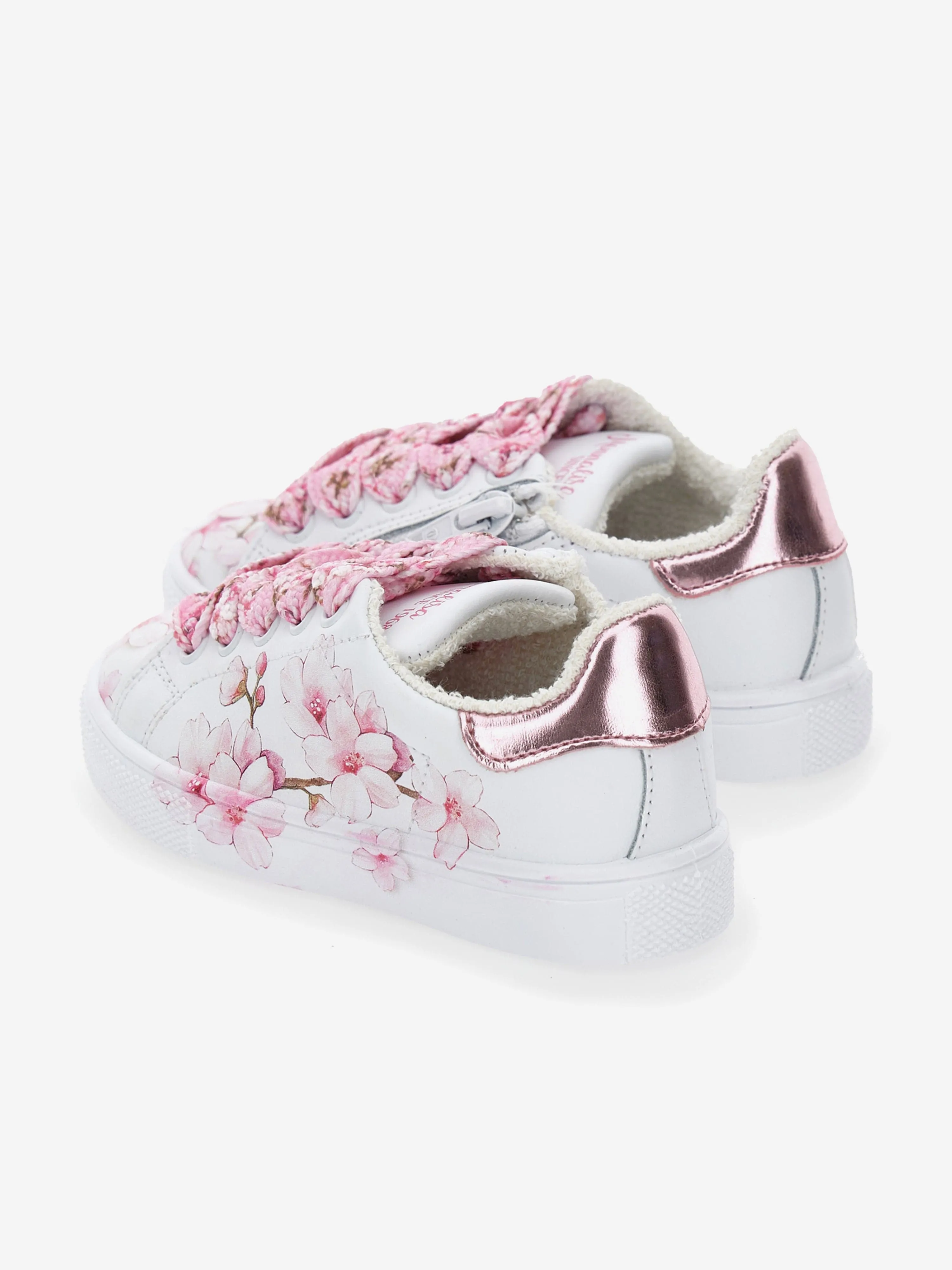 Mädchen Leder Pfirsichblüten Turnschuhe in Weiß